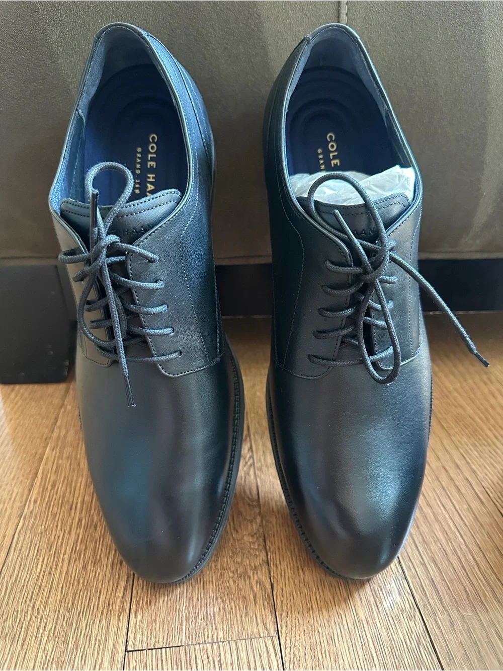 NwB Cole Haan Mens Lewis Grand Plain Toe Oxford C30582 Black Size 10.5 Leather